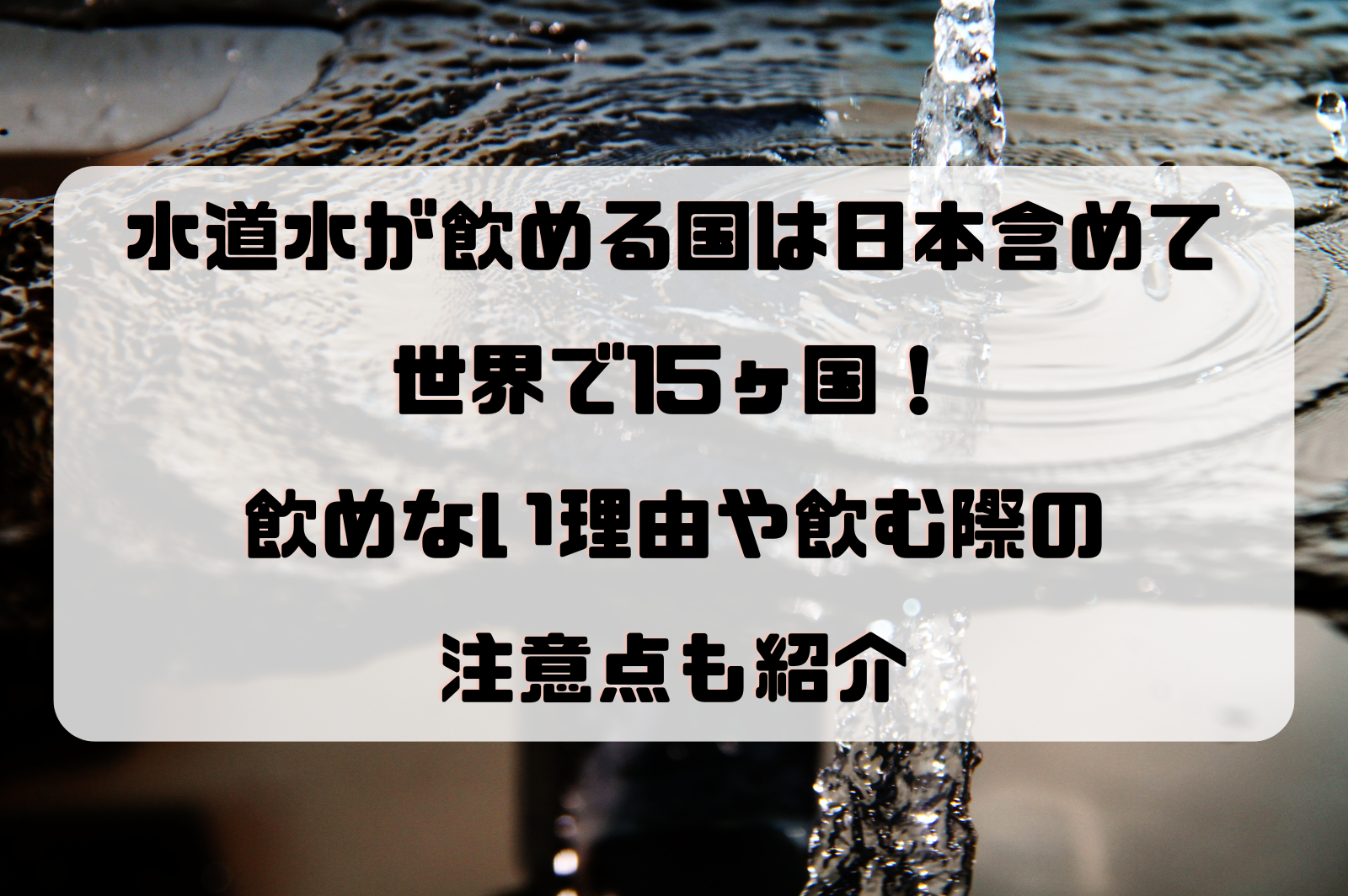 水道 水 が 飲める 国